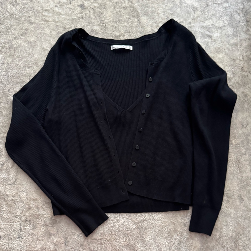 Abercrombie & Fitch Black Cardigan Sweater with Tank Top